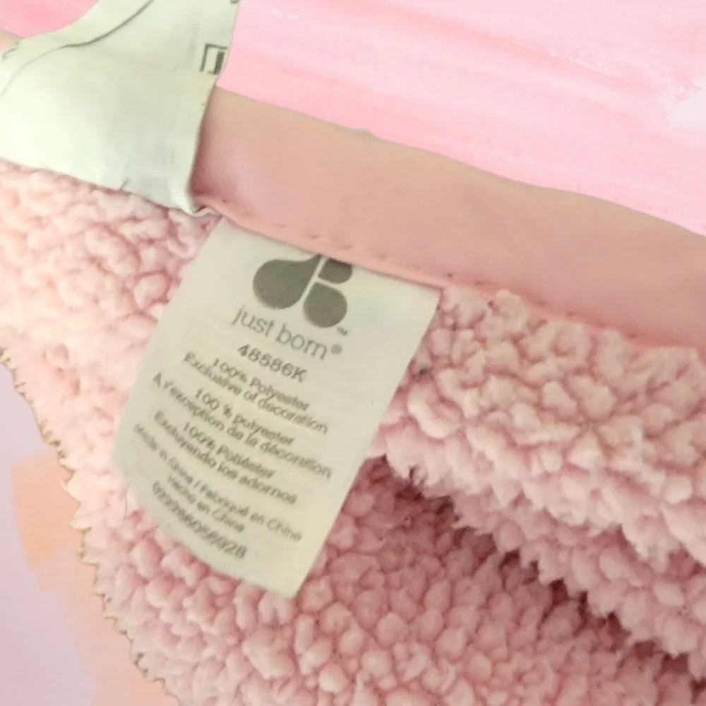 Baby Blanket Plush Heart Pink Sherpa T17 Just Born